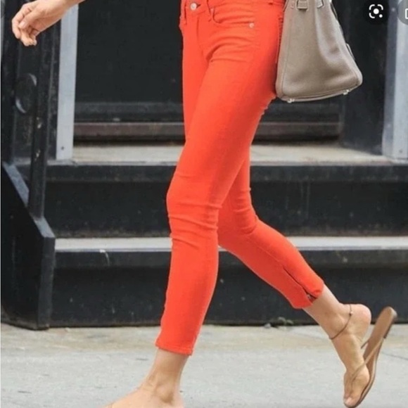 RAG & BONE The Zipper Capri Jeans Pants Skinny Ankle Cropped Coral Red Size 28 - Picture 2 of 15